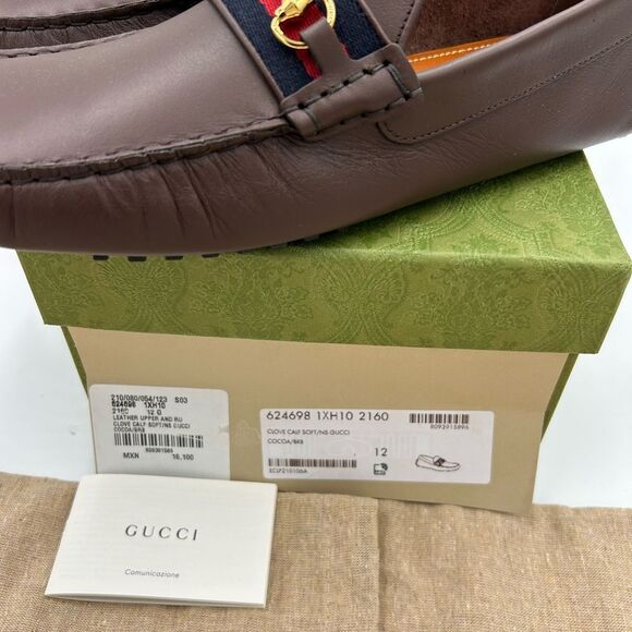 Men's Gucci, Ayrton GG web driver loafers size 12 made in Italy - Picture 5 of 10